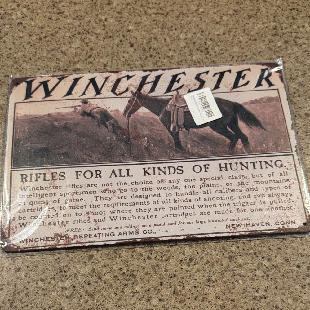 Winchester Vintage Style Hunting Sign - Brown & Cream